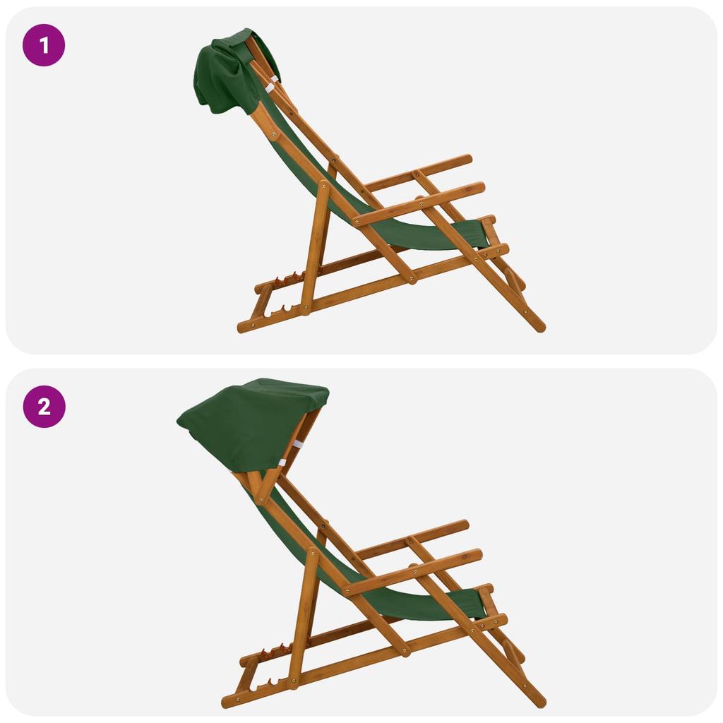 Recliner 3 Position Solid Eucalyptus Wood Green