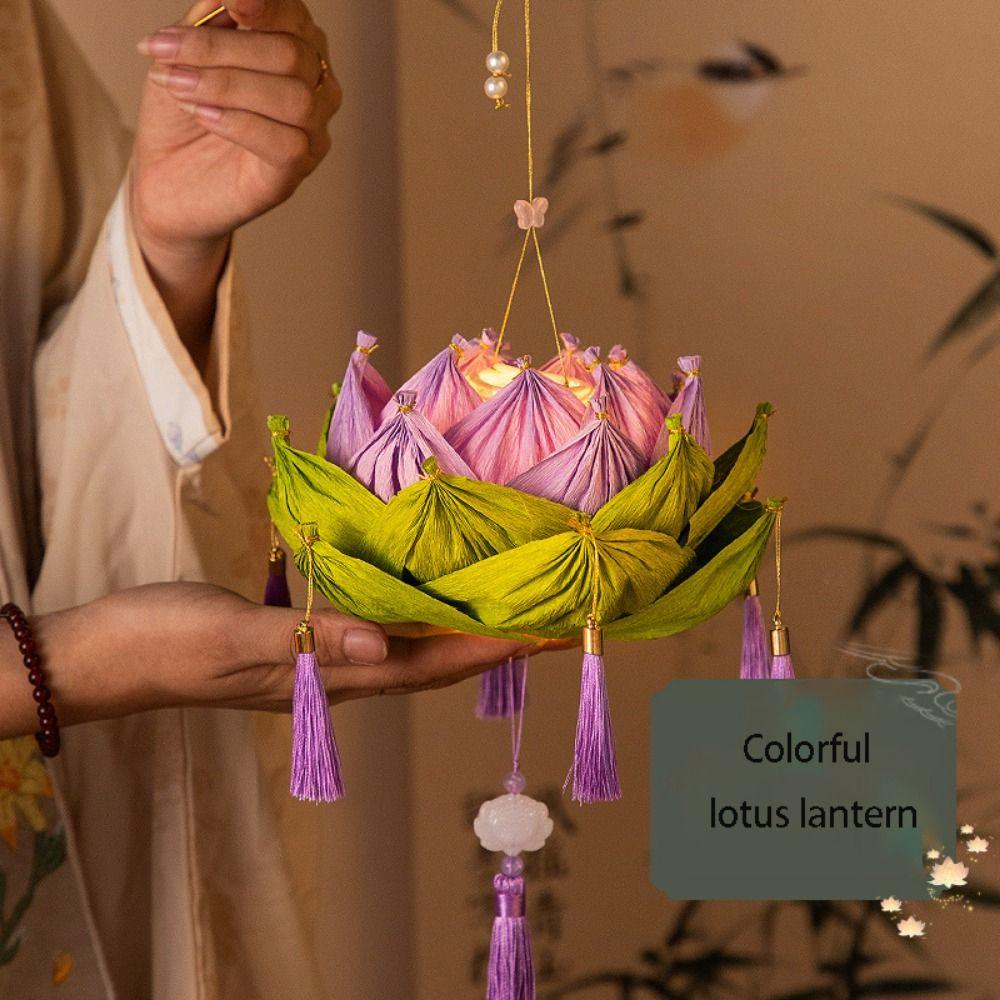 Chinese Vintage Handheld Flower Light Hanging Mid-Autumn Festival Lantern  Outdoor