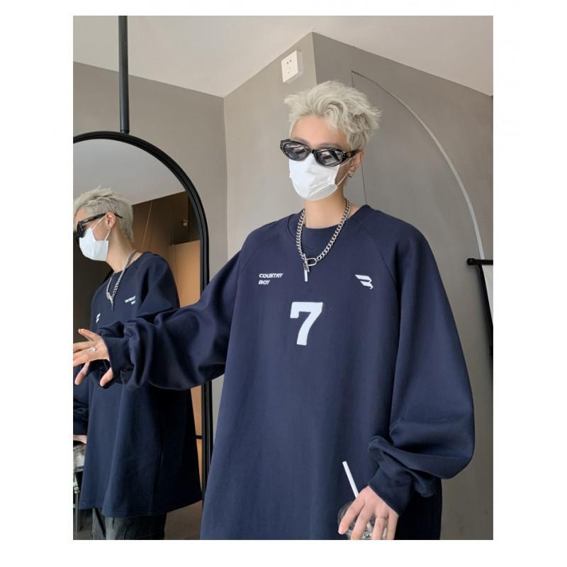 Mens Oversized Crewneck Sweatshirt Casual Loose Fit Streetwear Letter Print Teen Boys