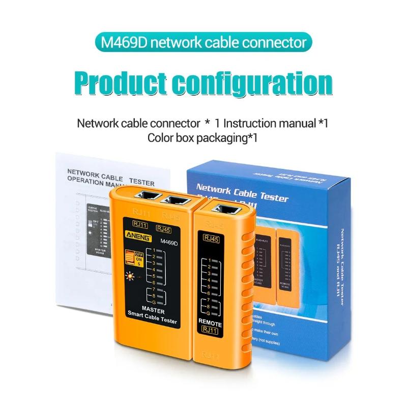 2026 Multifunctional ANENG M469D RJ45 Cable Lan Tester Network Cable Tester RJ45 RJ11 RJ12 CAT5 UTP LAN Cable Tester Networking Tool Network Repair