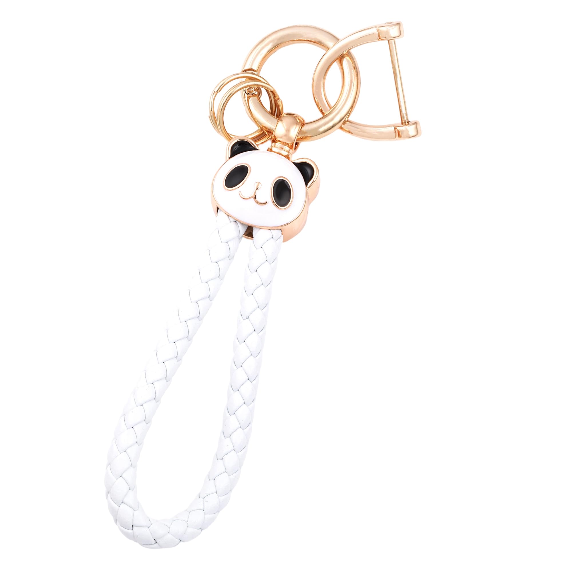 

[HOYZE] Брелок для ключей автомобиля Милый панда Карабин Плетеная кожа key ring белый
