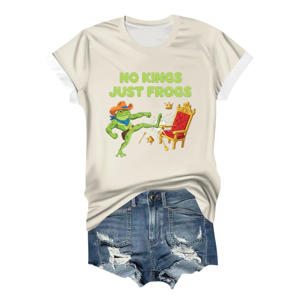 Women's Casual Printed T-shirt Round Neck Pullover Short-sleeved Top