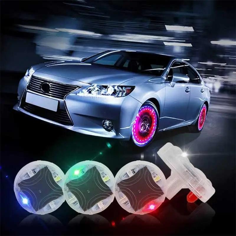 Car Solar Smart Tire Light Automobile Wheel Lights Nozzle Valve Caps Fluorescent Car Hub Luminous LED Tire Valve Caps Lights