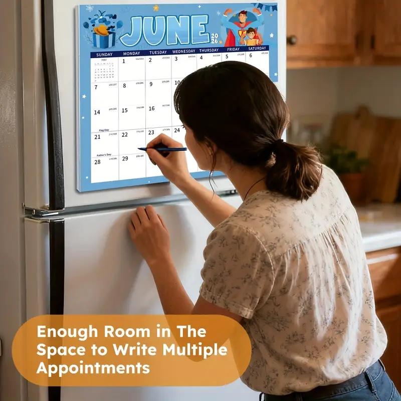Magnetic Calendar -2027, 18 Monthly Calendar From Jan  To Jun 2027 With Corner Guard Holiday Refrigerator Calendars