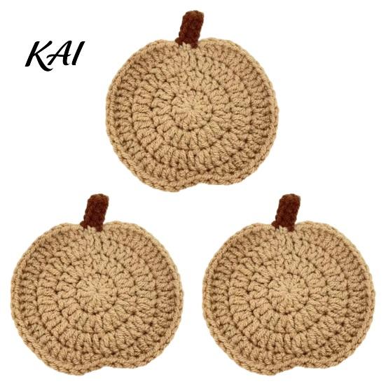 Cojín de Calabaza Tejido a Crochet Posavasos Hechos a Mano, Manteles Individuales de Poliéster Suave para Café, Regalo para Inauguración de Casa Temática de Otoño Accesorios de Comedor Estilo Casa de Campo Mesa de Cocina