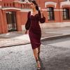 Sexy Pure V Neck Off Shoulder Bodycon Dress for Women Clubwear New Year Party Night  Basic Elegant Midi Dresses