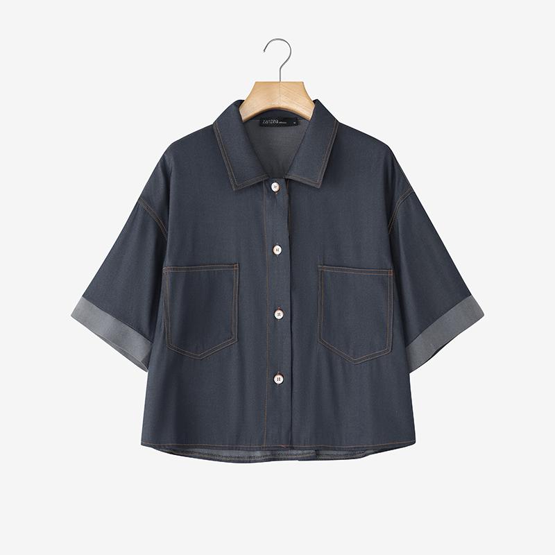 ZANZEA Women Turn Down Collar Summer Short Sleeve Blouse