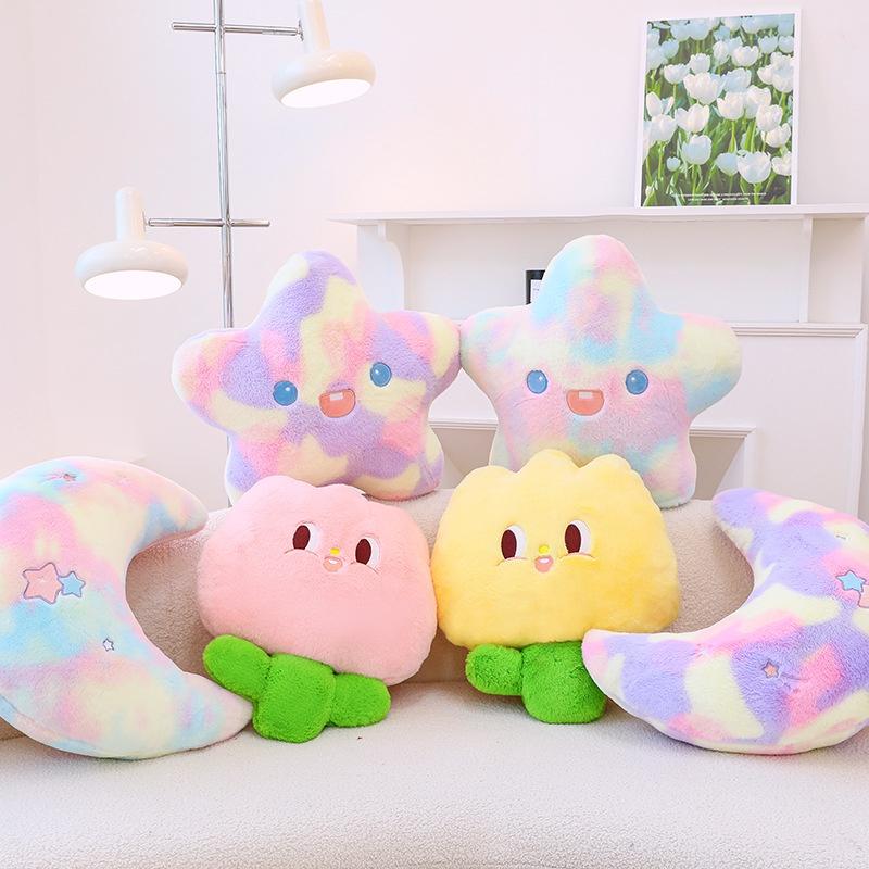 Cute Plush Moon And Star Sleeping Pillow For Girls