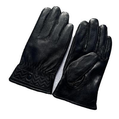 Jiuyunmeng Men's Genuine Leather Gloves, Winter Korean Style, Velvet-Lined, Thick, Warm, Waterproof Motorcycle Riding Gloves