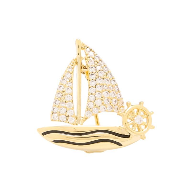 Small Sailboat Brooch, Badge, Smooth Sailing Pin, Anti-glare Clasp, Suit Corsage Accessory