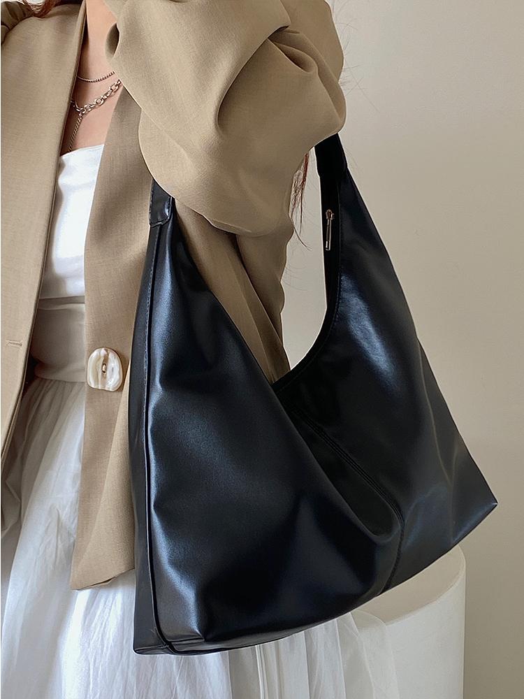 Soft Pu Leather Women's Shoulder Bags Solid Color Design Ladies Handbags Daily Commute Bag Female Tote Underarm Bag Large Purses