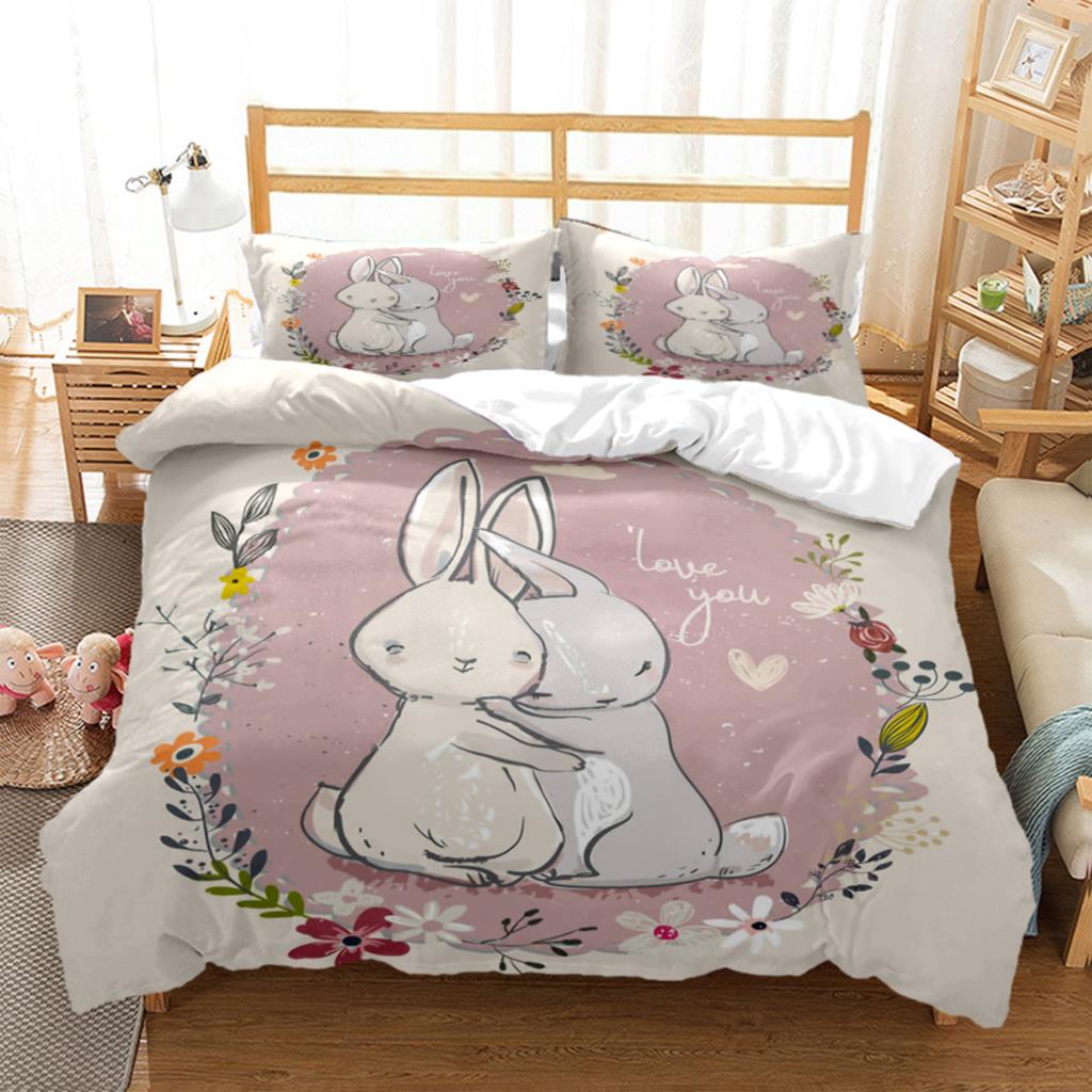 Bunny HD Bedding Set Teen King Bedding Set Children's Bed Down Duvet Cover Pillow Cover Bedding Set