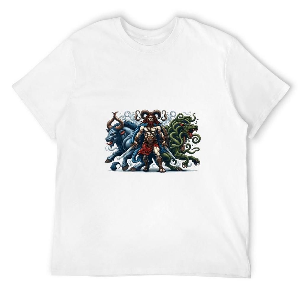 Mythical Defender: Minotaur and Dragon Companion T-Shirt sweat essential t shirt t shirts for men graphic