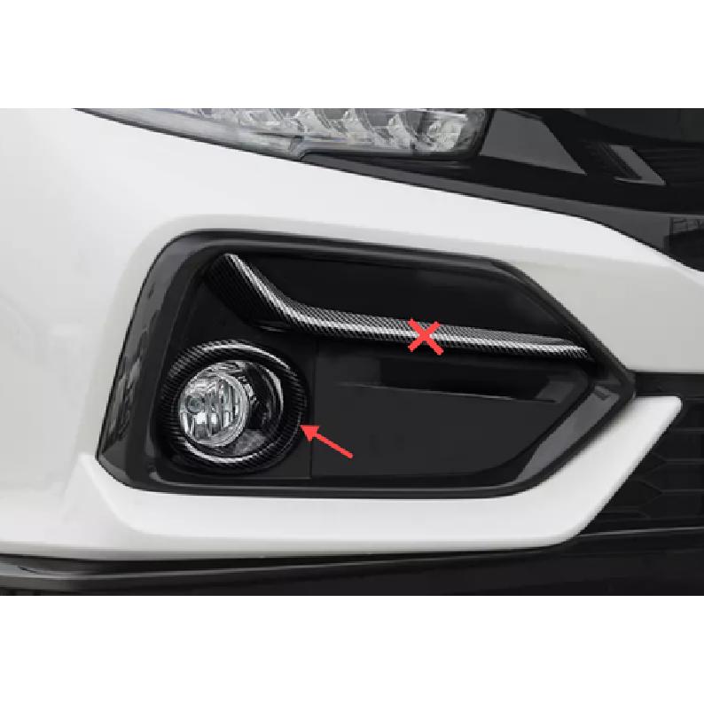 Front Fog Light Lamp Lid Cover Trim For 2017- Honda Civic Hatchback Fiber 2P