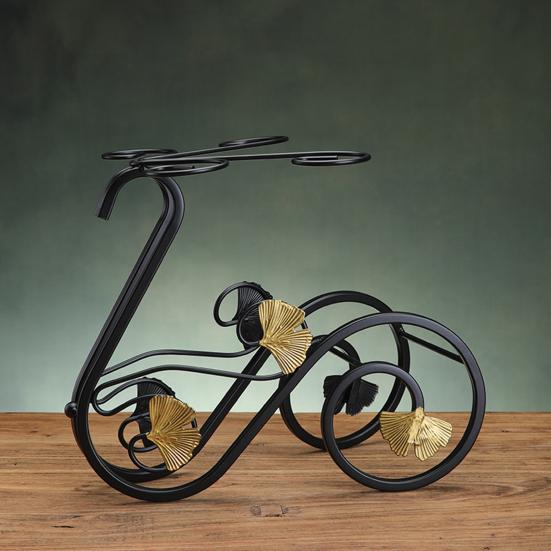 Iron Wine Rack with Glass Holder, Retro Swan Bicycle Wine Stand, Tabletop Red Wine Glass Hanger for Home Bar