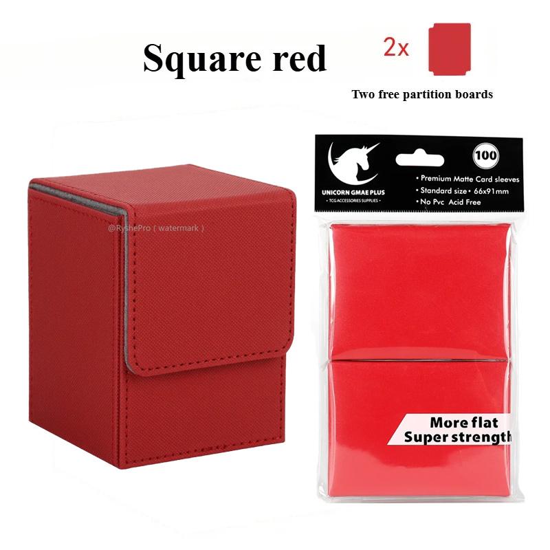 100 Premium Card Sleeves 66x91mm and Trading Card Storage Box Holds 100+ Commander Deck Box for MTG PTCG Baseball Sports Cards