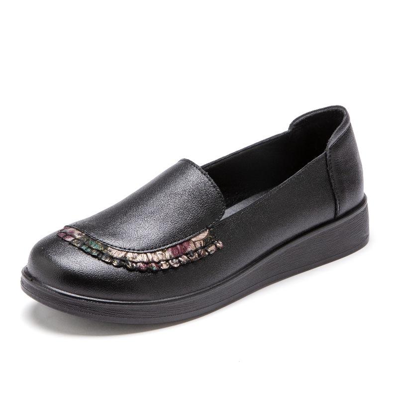 

Модная весенне-осенняя женская обувь с круглым носком из искусственной кожи, прошитая, женские летние плоские кроссовки для отдыха и ходьбы, обувь больших размеров 35-41 42 чёрный