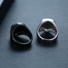 Vnox Stylish Personalize Shield Flat Top Ring for Men Black Stainless Steel Gents Signet Stamp Ring Punk Male Jewelry