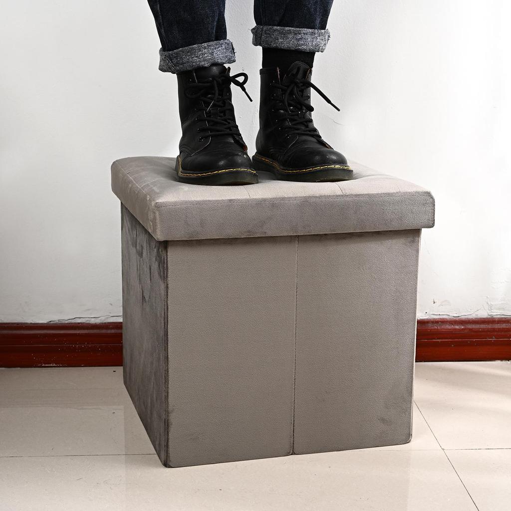 Home Comfort Plush Foldable Storage Box and Stool - Multi-functional, Sturdy, and Dirt-resistant
