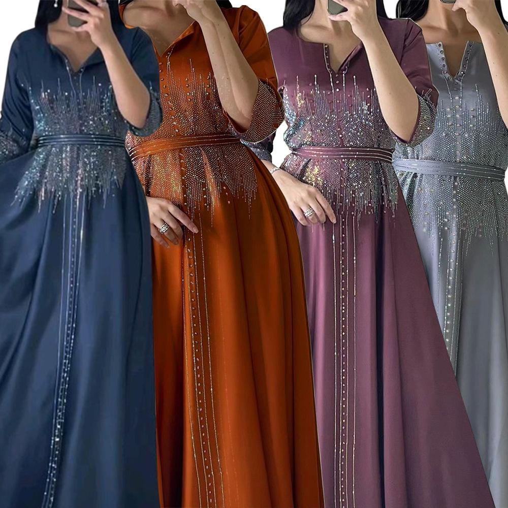 Matte Fabric Formal Dress with Rhinestone Embellishments