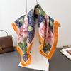 Sweet National Style Printing Simulation Silk Scarf Square Scarf High-End Shawl Versatile Neck Small Square Scarf Headscarf Scarf Women