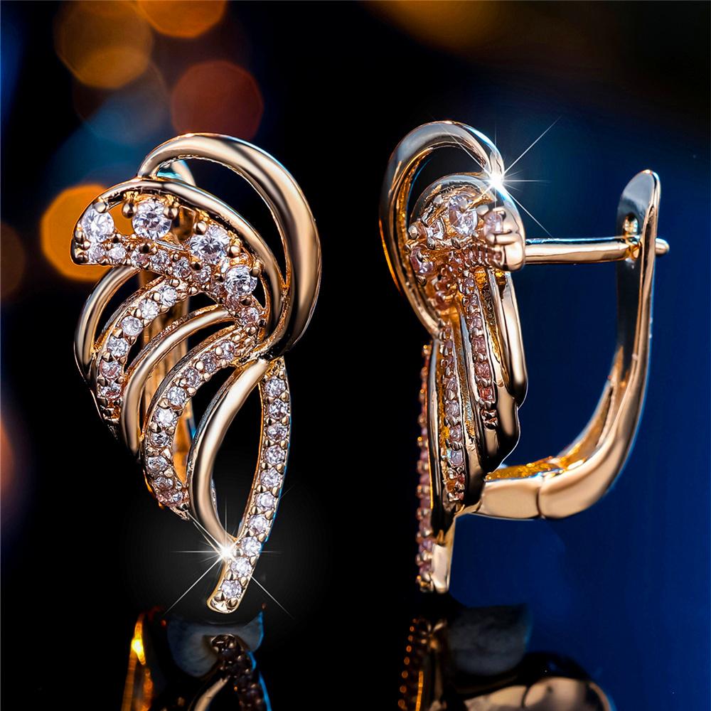 Charm Female Small Angel Wing Hoop Earrings Vintage Gold Color Simple Wedding For Women