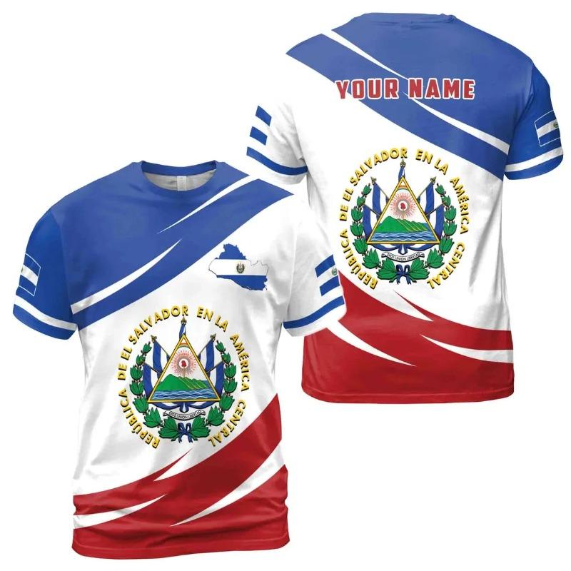 EL Salvador Flag Graphic T Shirts For Man Clothes Maillot Football Summer Fashion Trend Loose Sports Crew Neck Unisex Tees Tops