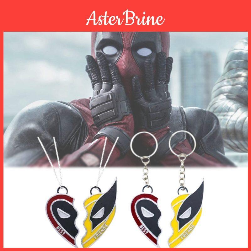 Deadpool Wolverine Najlepsi Przyjaciele Serce Geometryczny Stop Alloy Naszyjnik Czerwony Żółty Kreskówka Prezent