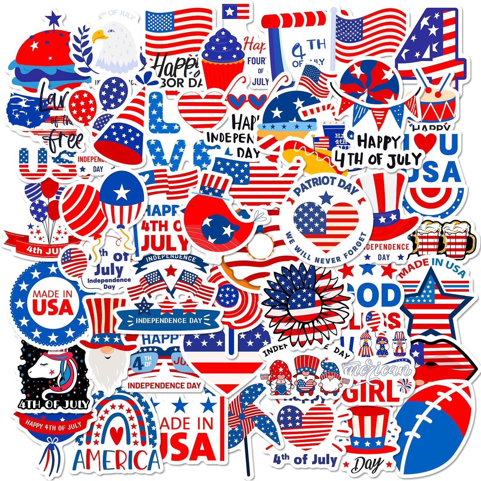 

100 American Independence Day Stickers US President Independence Day Stickers Love Hat National Flag Decorative Stickers