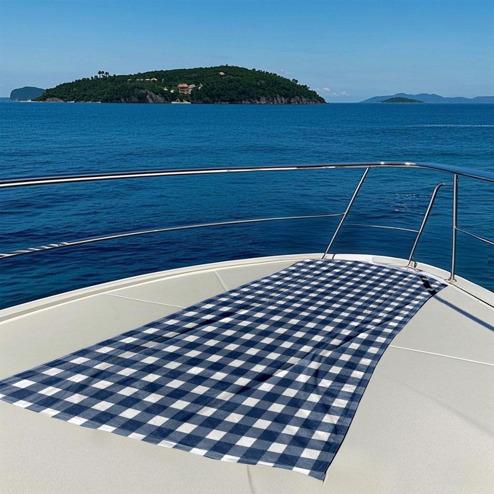 Blue & White Gradient Checkerboard Quick Drying Bath Towel Microfiber Beach Towel Light Weight Swimming Camping Yoga Beach Out