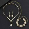 Bridal Party Jewelry Set With Zircon Water Drop Necklace Earrings And Bracelet For Weddings