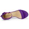 Allegra K Women's Ankle Strap Sandals with Block Low Heels, Purple, Size 25.5cm