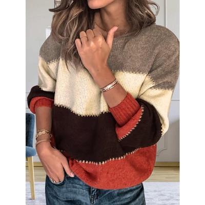 Lässiger Pullover für Damen im Herbst und Winter mit Rundhalsausschnitt und langen Ärmeln
