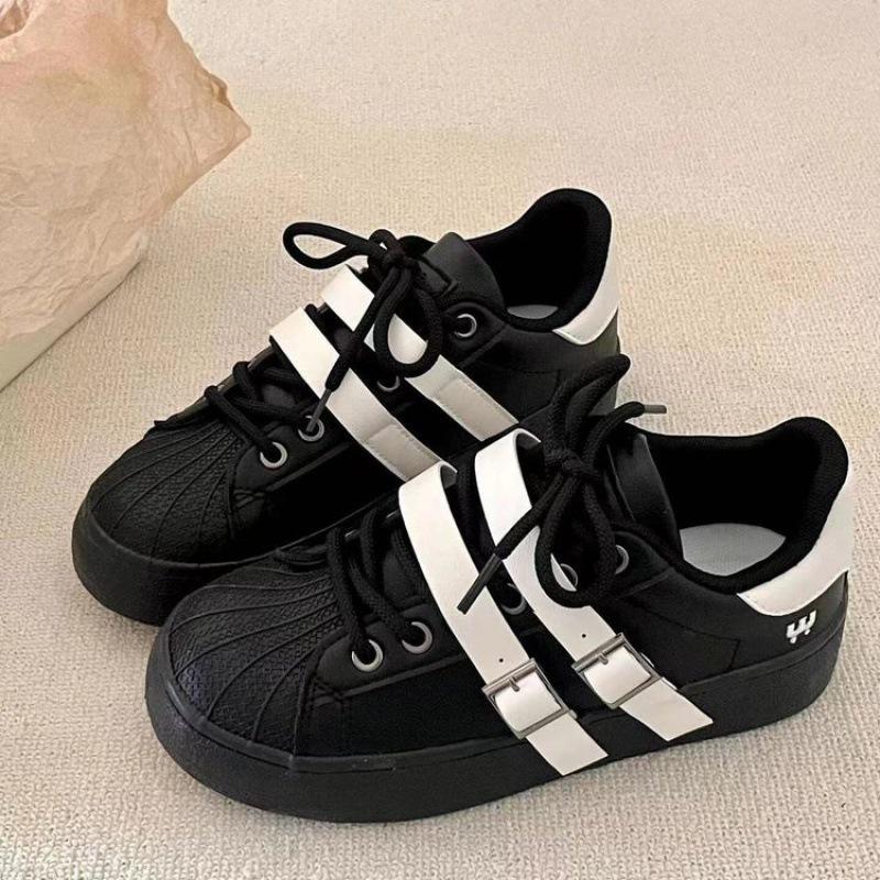 

Spring big head black bread shoes women s platform white shoes casual board shoes 35 чёрный