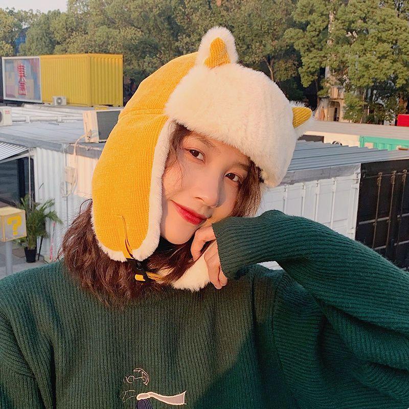 Women Warm Earmuffs Thicken Ear-flapped Hat Winter Cashmere Plush Cotton Hat Cat Ears Cap Winter Russian Bomber Hat