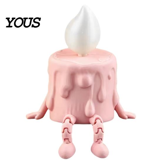 Funny Melting Candle Toy 3D Printing Ornament, Wax Liquid Texture Dripping Sculpture with Anthropomorphic Design Figure Movable Joints,
