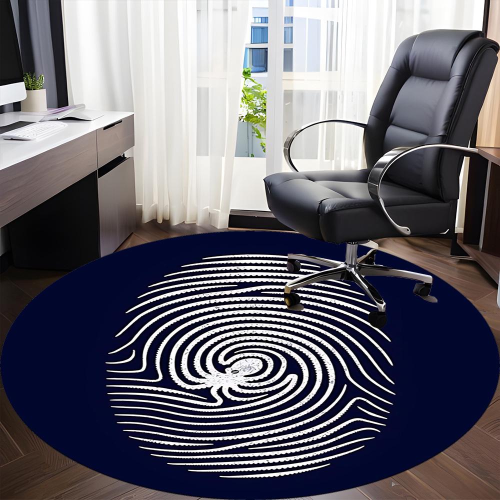 1PCFingerprint Spider Office Round Area Rug,  Mat Suitable For Office, Under Office Chairs Bedroom Living Room Home Decor, Room Deco