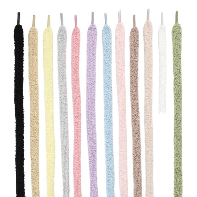 1 Par Moda 1.3cm de Ancho Cordones Felpa Zapatillas Zapatos Planos Zapatillas Casuales 80/100/120/140/160cm Cordones para Zapatos