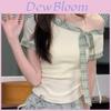 Street Style T Shirt For Women With Spliced Stripes And Bow Detail In Polyester Fabric For Summer