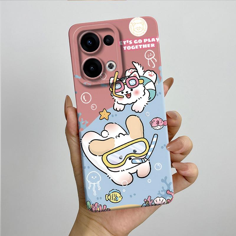 For OPPO Reno 13 CPH2689 Reno13 Phone Case Soft Silicone Funda Sweet Painted Fashion Cartoon Bumper Coque Printed Back Cover