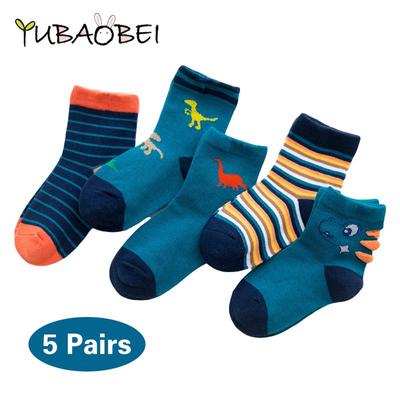 5 pares de meias infantis fofas de desenhos animados estampadas meias tubo médio respirabilidade meias quentes