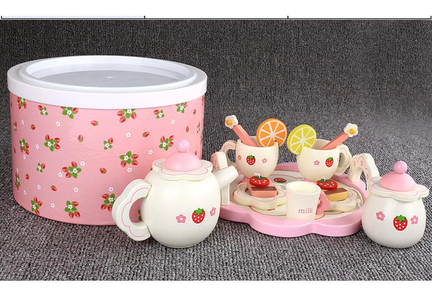 Wooden Afternoon Tea Playset for Kids – Dessert and Fruit Blocks with Tea Accessories