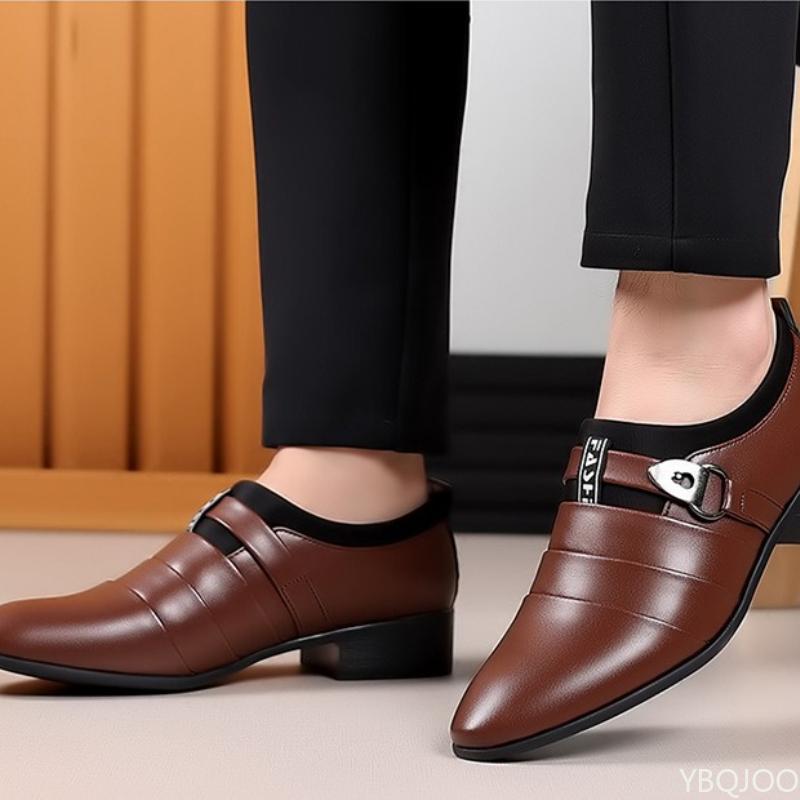 Frühlings- und Herbstmode Neues Großes Spitzes Bürokleid Herrenschuhe Party Treffen Höhensteigernde Herren Lederschuhe
