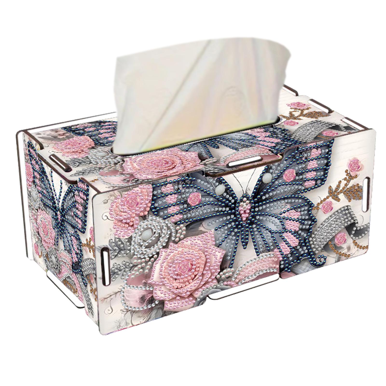 

DIY Diamond Napkin Holder Set Wooden 5D Diamond Painting Tissue Holder Diamond Decorative Tissue Box for Home & Office Decor