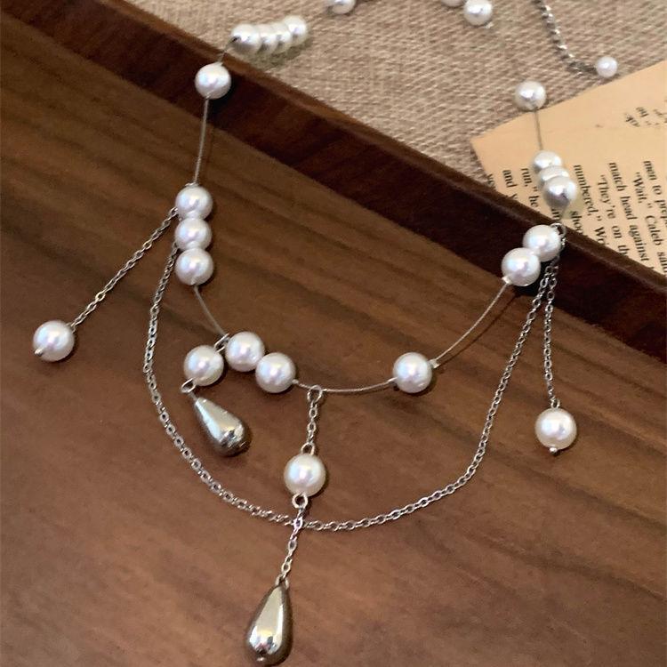 Pearl Mermaid Tassel Pearl Necklace Necklace Design Women's Light Luxury Niche Clavicle Advanced New Temperament Accessories