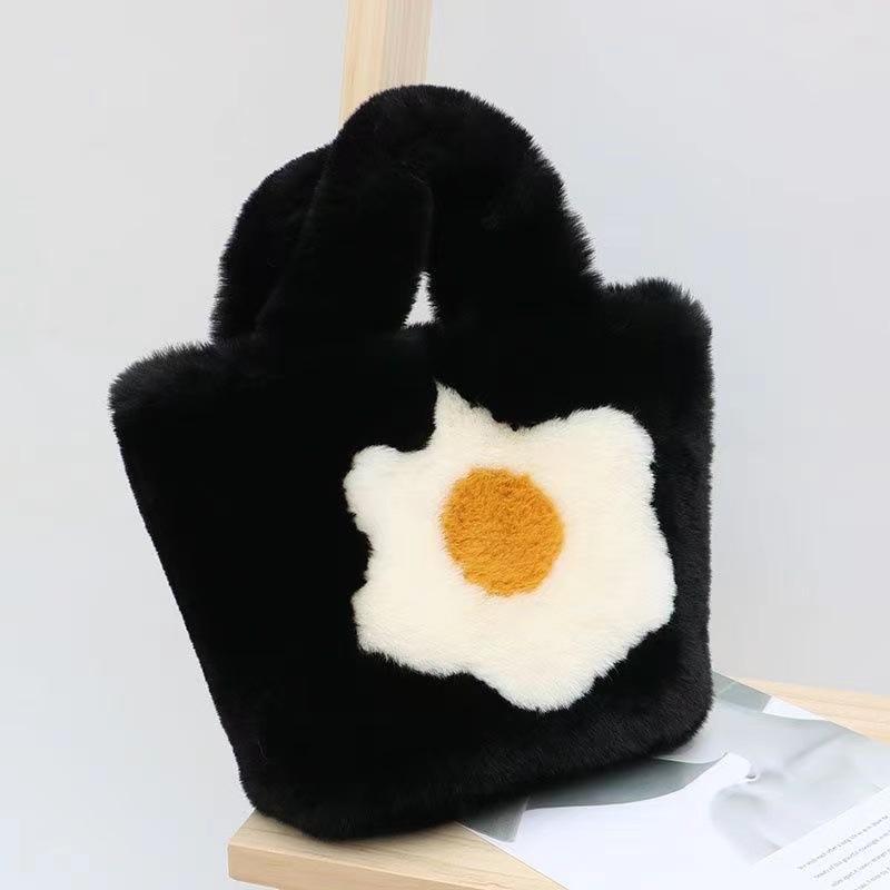 Autumn new tote bag plush bag poached egg fried egg sunflower handbag messenger bag shoulder bag