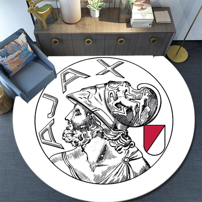 AFC Ajax Amsterdam Printed Round Rug, Non Slip Washable Circular Carpet For Living Room Bedroom Playroom, Sports Fan Decor, Holiday Birthday Gift