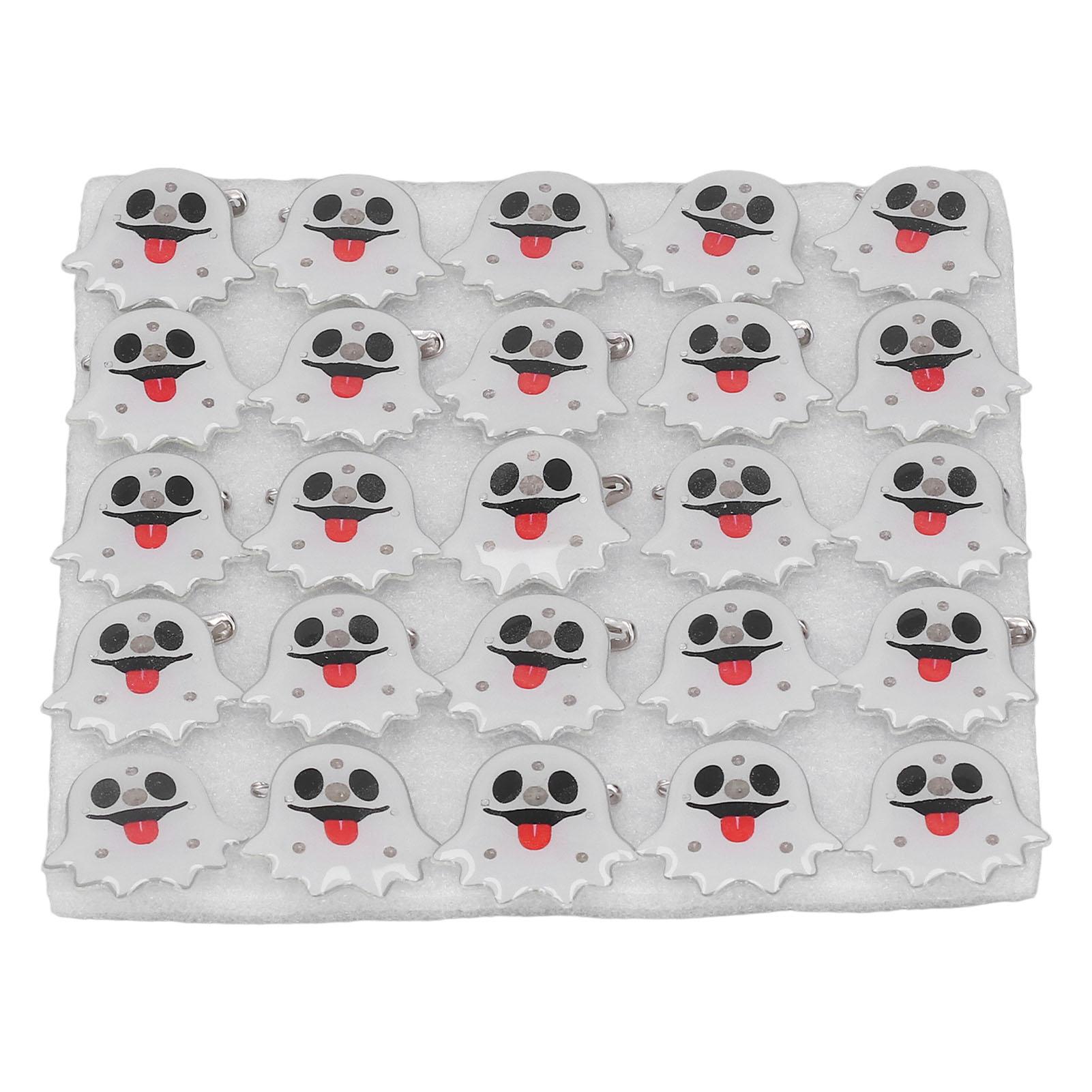 

25 Pcs Halloween Brooch Pin Colorful Bright Lights Flashing Funny Plastic Halloween Party Brooches with Batteries Ghost