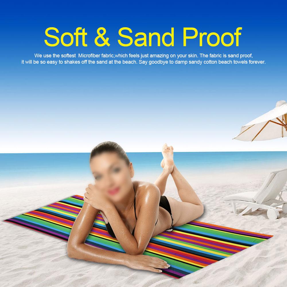 

100 x 180cm Lightweight Microfiber Colorful Large Water Absorbent Bath Beach Towel Quick Dry