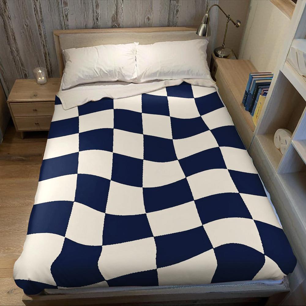 Wavy Checkerboard Flannel Blanket Warm Soft Halloween Christmas Couch Warm Cozy Decorative Decor Gift for All Season